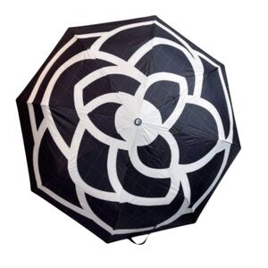 Chanel Black and White Floral Umbrella